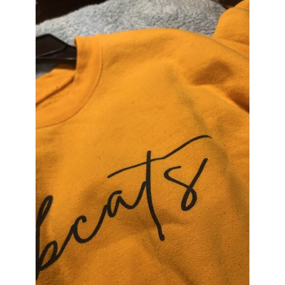 Local Team Preppy Thrashed Yellow Bobcats Pullover Yellow Crewneck Sweatshirt L - Picture 14 of 16